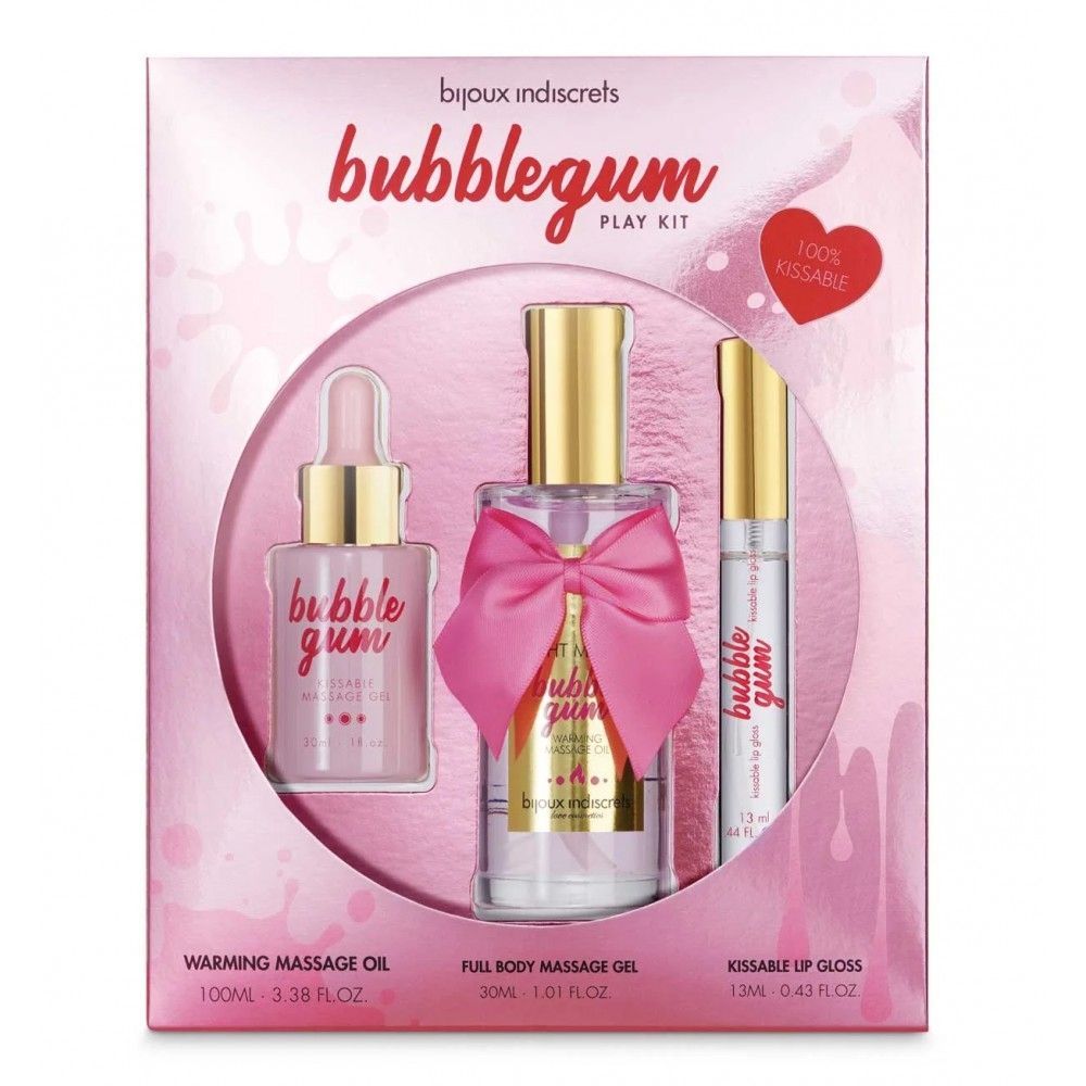 Набор для массажа Bijoux Indiscrets Bubblegum Play Kit с ароматом жевательной резинки, 3 предмета