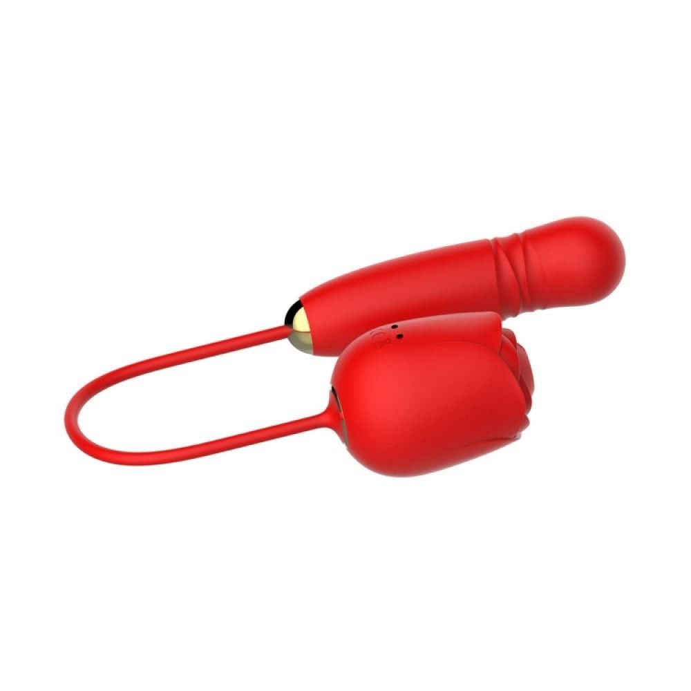 Вакуумный стимулятор в виде розы Every Night Toys с пульсацией, красный