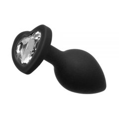 Анальна Black Silicone Heart Diamond, M, Черный, для новачків та просунутих користувачів
