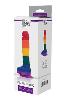 Радужный фаллоимитатор на присоске Dream toys Colourful Love Rainbow Dildo, 20 см х 3.8 см