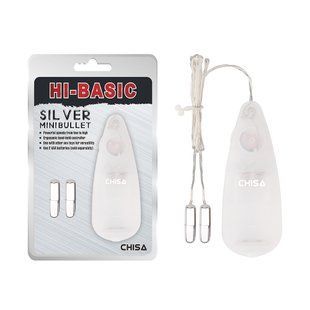Міні-вібропулі&nbsp;CHISA Hi-Basic Mini&nbsp;Twins&nbsp;Bullets на провідному&nbsp;пультом, сріблясті