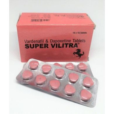 Таблетки Віагра Super Vilitra Левітра + Дапоксетин (ціна за пластину, 10 таблеток)
