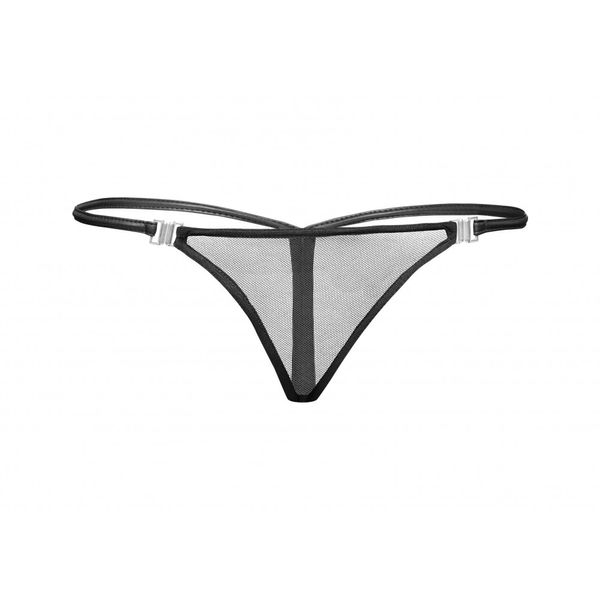 Трусики сексуальні сітка стрінги з застібками F119 Noir Handmade M, Черный