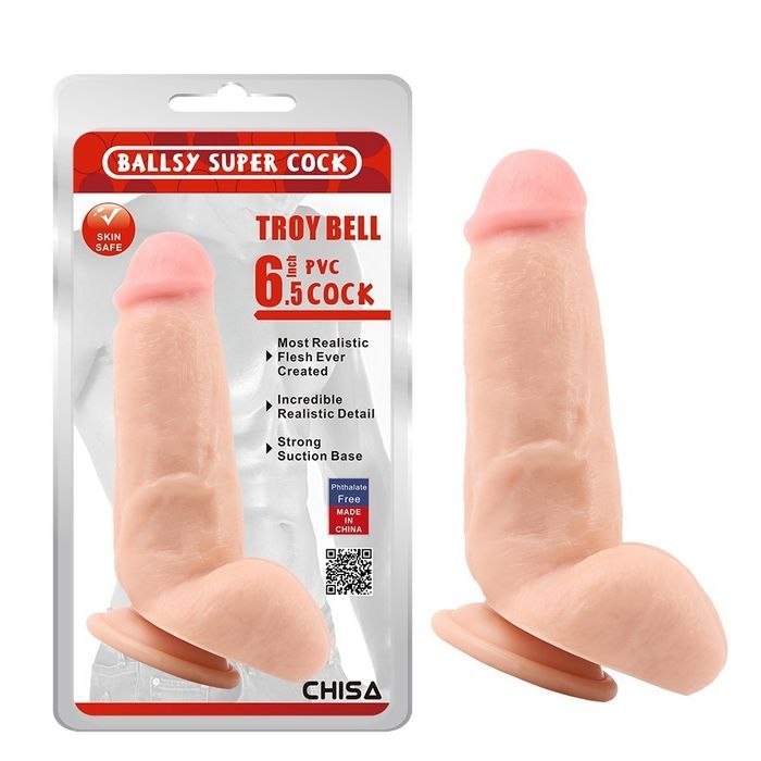 Фалоімітатор реалістичний на присосці, бежевий, Chisa Ballsy Super Cock Troy Bellс