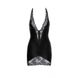 Сексуальное виниловое мини-платье M F283 Noir Handmade, с кружевом, черное