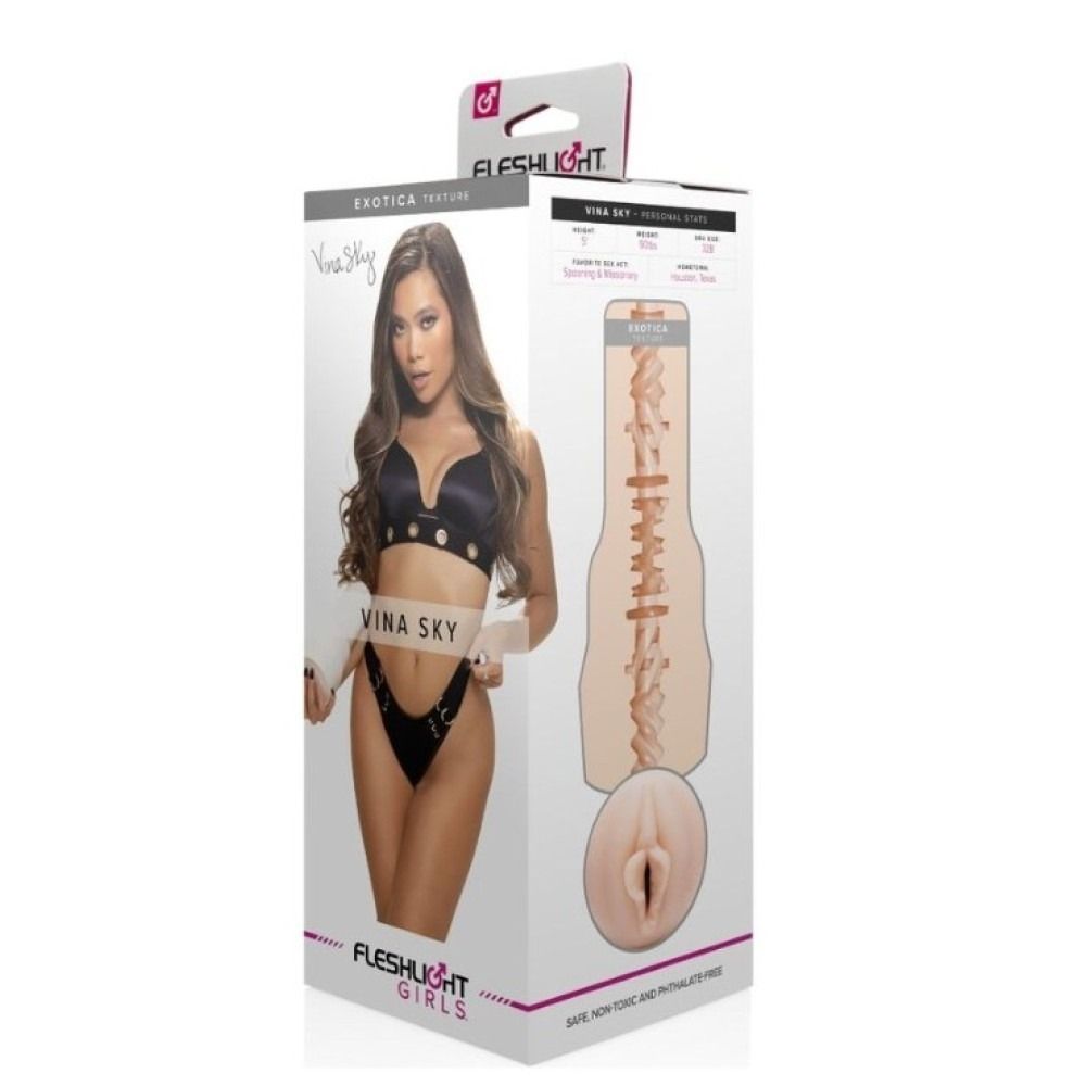 Мастурбатор вагина из киберкожи в колбе Fleshlight Girls Vina Sky Exotica, бежевый