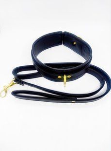 Ошейник с поводком DS Fetish Collar, синий