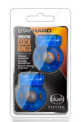 Набор вибро-эрекционных колец Stay Hard Blush 2 шт, голубые, 3.8 см