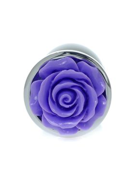 Анальная пробка с камнем в виде розы, фиолетовый Jewellery