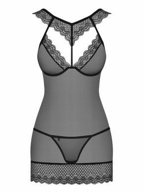 Пеньюар Obsessive 857-CHE-1 chemise S\M Чорний