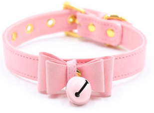 Ошейник с колокольчиком DS Fetish Collar pink with bell