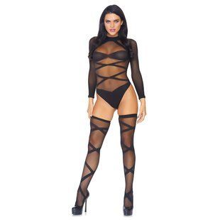 Боді з панчохами Leg Avenue, чорний, розмір One Size