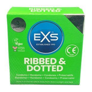 Стимулюючі презервативи EXS Ribbed & Dotted &laquo;Ребристі та точкові&raquo; (ціна за пачку, 3 шт.)