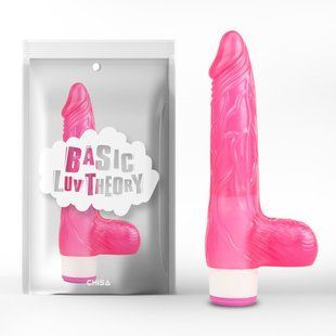 Вибратор&nbsp;с&nbsp;яичками&nbsp;ребристый Chisa Basic&nbsp;Luv&nbsp;Theory, розовый