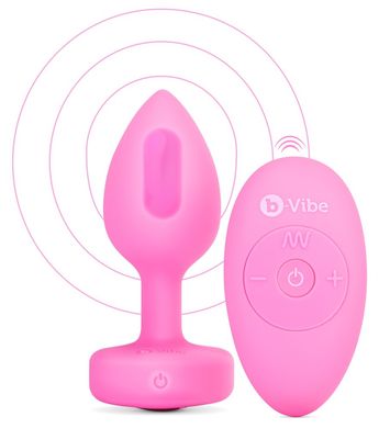 Анальная пробка с вибрацией и пультом управления B-Vibe Vibrating Heart Plug S/M Pink