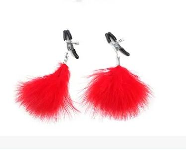 Зажимы на соски DS Fetish Nipple clamps metal feather red