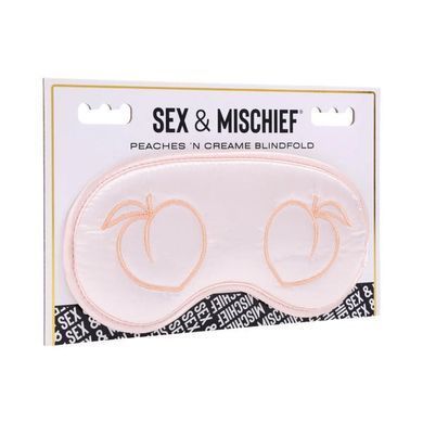 Повязка на глаза кремовая Sex & Mischief с вышивкой в виде персиков