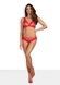 Комплект красного кружевного белья Obsessive 853-SET-3 с бежевыми вставками, S/M