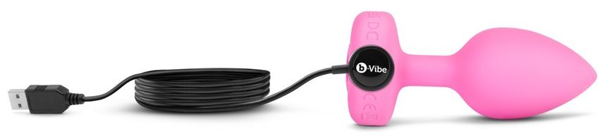Анальная пробка с вибрацией и пультом управления B-Vibe Vibrating Heart Plug S/M Pink