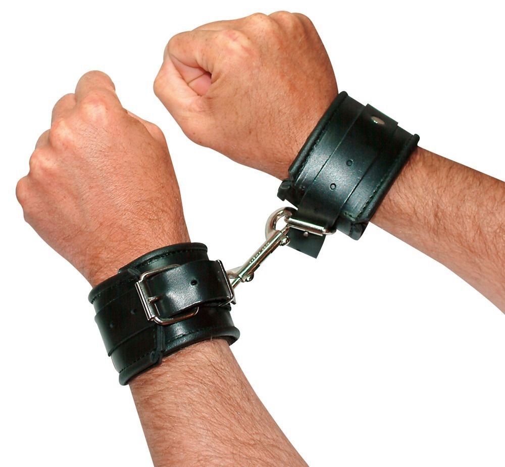 Шкіряні наручники Zado FETISH Leather Cuffs з м'якою підкладкою всередині, чорні