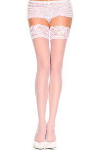 Панчохи з мереживними коронками Music Legs, білі, One Size