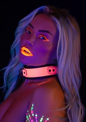 Ошейник с поводком светящийся в темноте Taboom Glow In the Dark Collar and Chain Leash, розовый