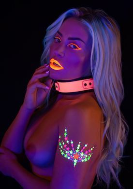Ошейник с поводком светящийся в темноте Taboom Glow In the Dark Collar and Chain Leash, розовый