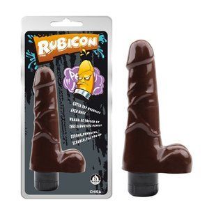 Вибратор реалистичный с мошонкой Chisa Rubicon, коричневый