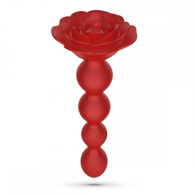 Анальна ялинка Троянда з вібрацією та ротацією Rosaline Crushious, з пультом, силіконова, червона