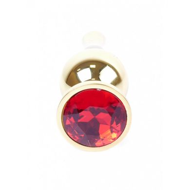 Анальний корок з червоним каменем Plug-Jewellery Gold BUTT PLUG- Red