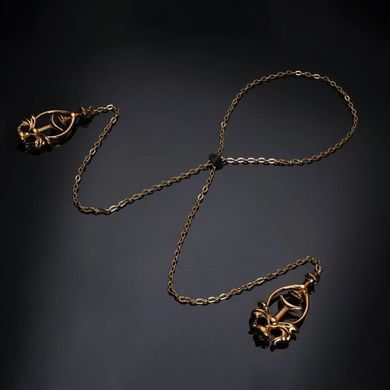 Затискачі для сосків UPKO Pulling Chain Nipple Clamps з ланцюжком-намиста, золотисті