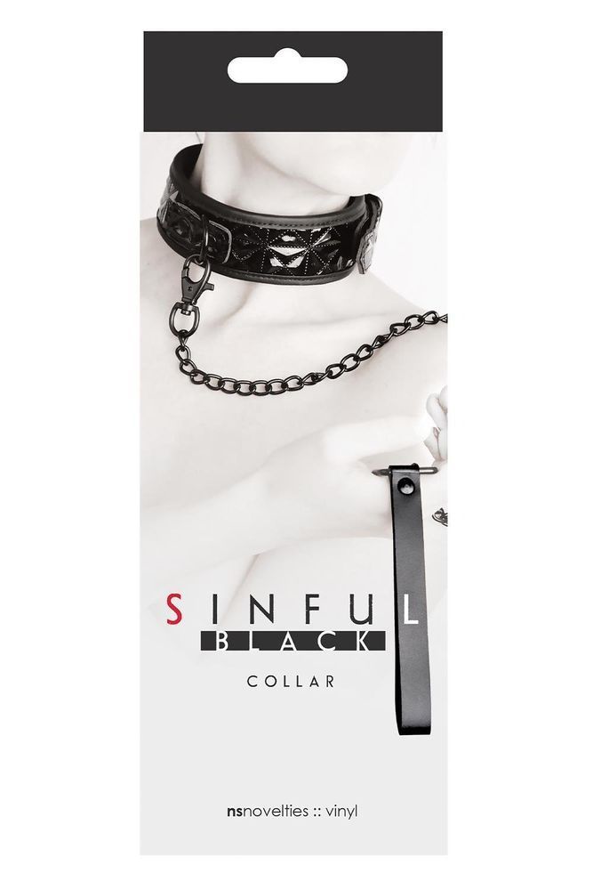 Ошейник с поводком NS Novelties Sinful Black Collar