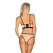 Комплект Obsessive Nudelia бюстьє з трусиками, бежевий з чорним, S/M