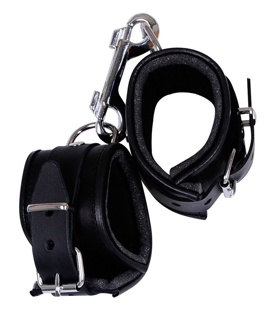 Шкіряні наручники Zado FETISH Leather Cuffs з м'якою підкладкою всередині, чорні