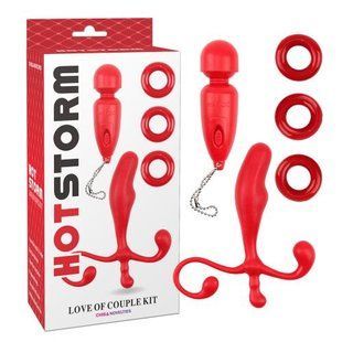 Набор Chisa HotStorm (анальный стимулятор, эрекционные кольца, мини микрофон), красный