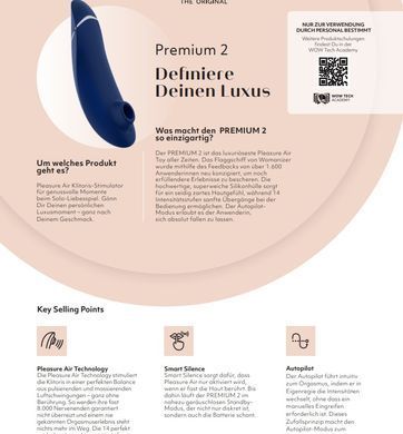 Безконтактний вакуумний кліторальний стимулятор Womanizer Premium 2 бордовий