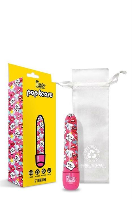 Міні-вібратор Global Novelties Prints Charming Pop Tease з яскравим принтом, кольоровий