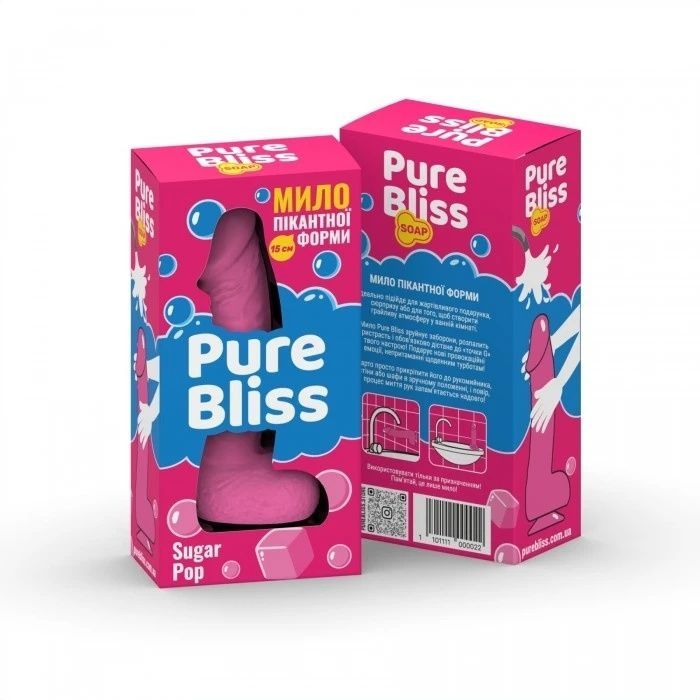 Мило у формі пеніса Pure Bliss Sugar Pop з ароматом жуйки, рожеве, 15 см