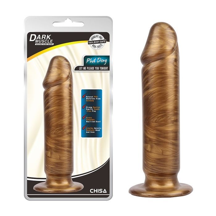 Фаллоимитатор реалистичный гигантский Chisa Dark&nbsp;Muscle на присоске, золотой