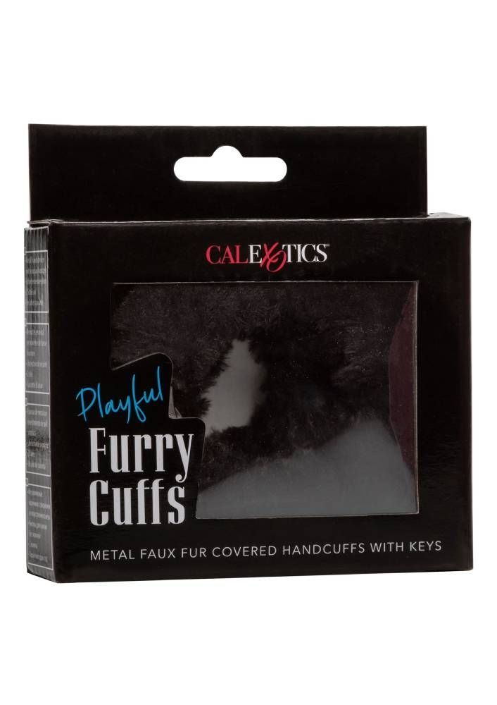 Наручники з хутром CalExotics, з ланцюгом, чорні