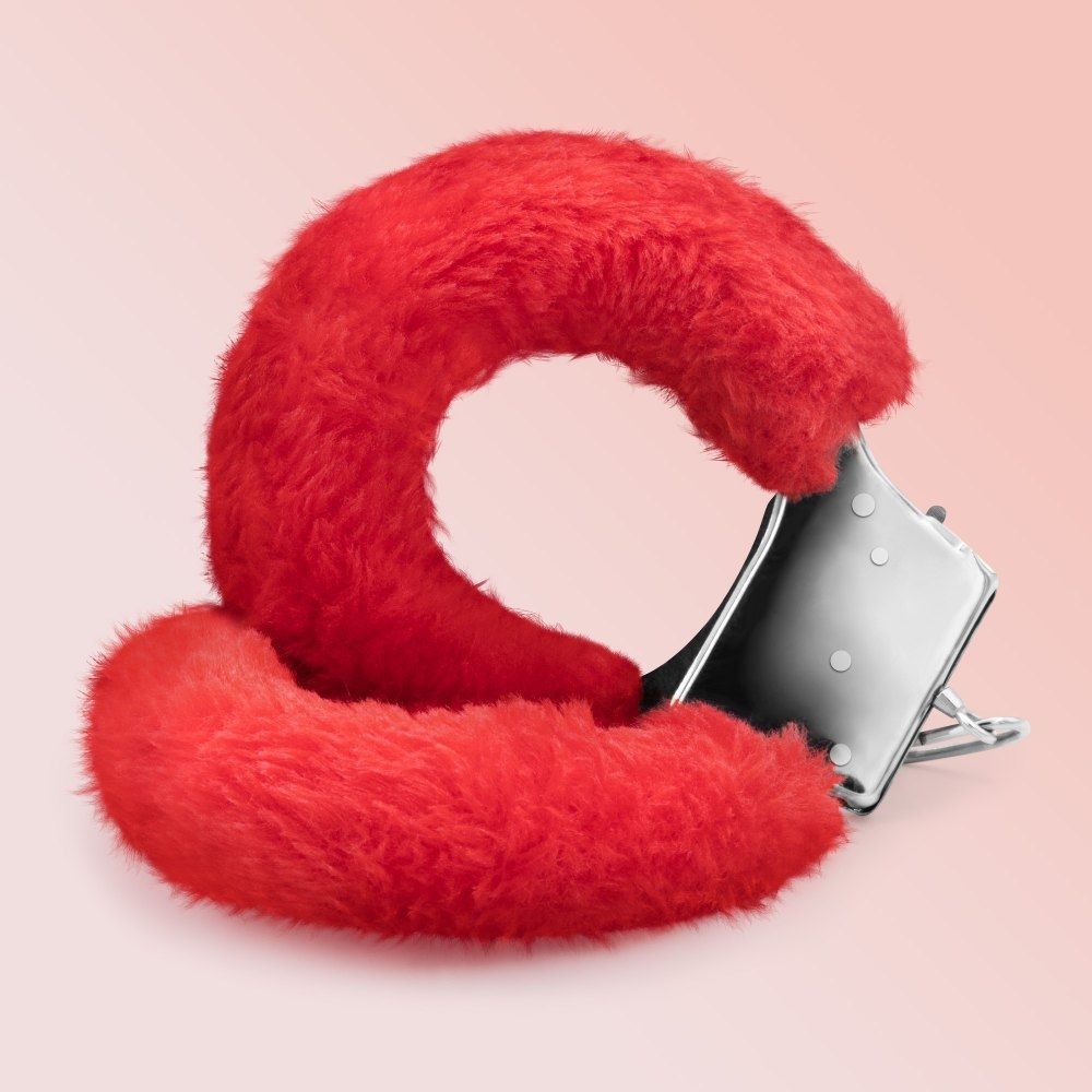 Наручники Love Cuffs Crushious металлические, с красным мехом