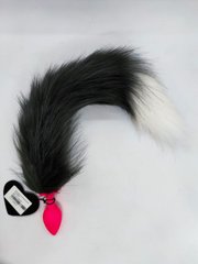 Анальная пробка S с хвостом DS Fetish Anal plug S pink silikone faux fur fox polyeste