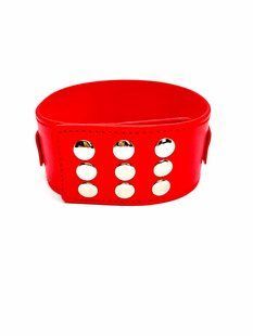 Ошейник с поводком DS Fetish Collar with leash red metal