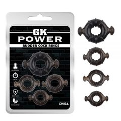 Набір кілець GK Power Rudder Cock Rings, Black, Черный