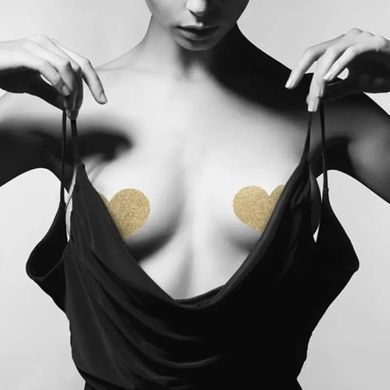 Набір з 2 пар пестисів у формі серця NS Novelties Pretty Pasties Glitter Hearts, чорний/золотий