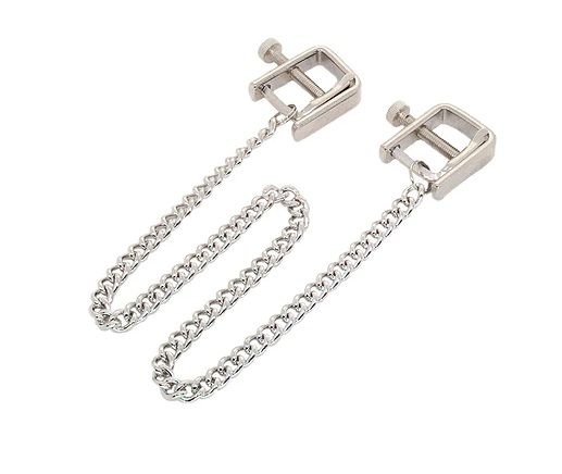 Затискачі на соски DS Fetish Nipple clamps iron L square silver 82,5 g
