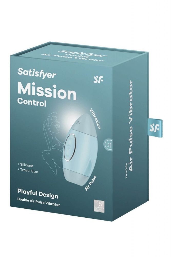 Вакуумный вибратор двойного действия в виде Ракеты Satisfyer Mission Control, голубой