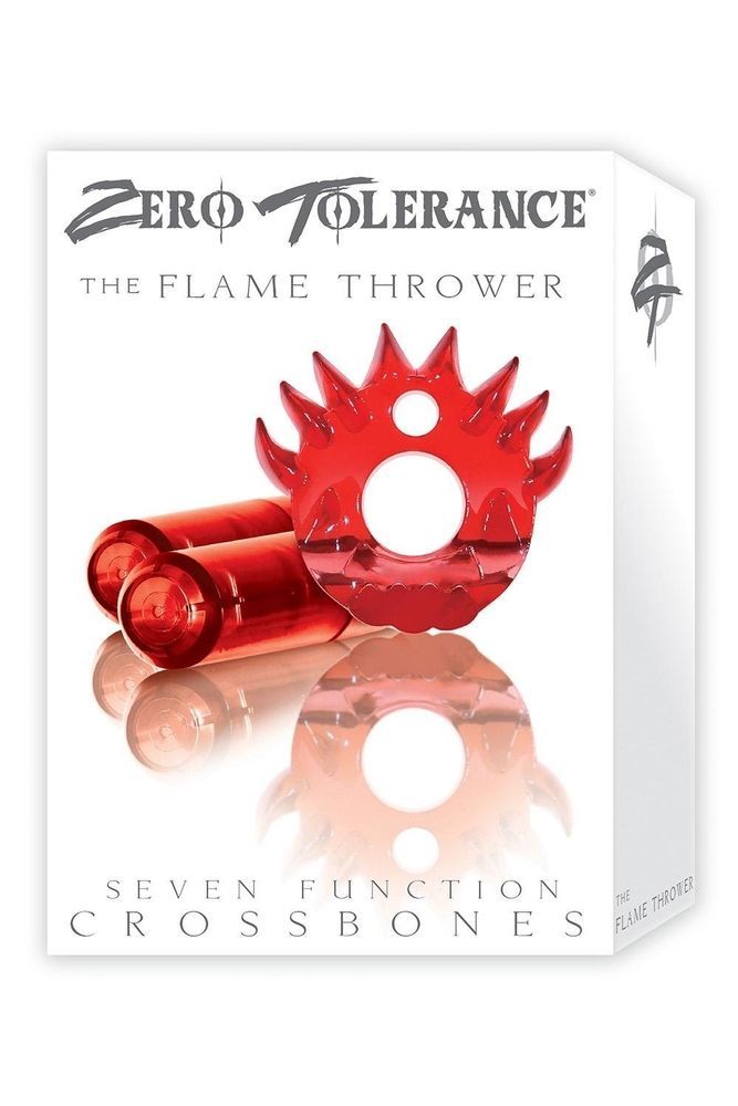 Эррекционное кольцо с двумя вибропулями Zero Tolerance Flame Thrower красное, 5 см