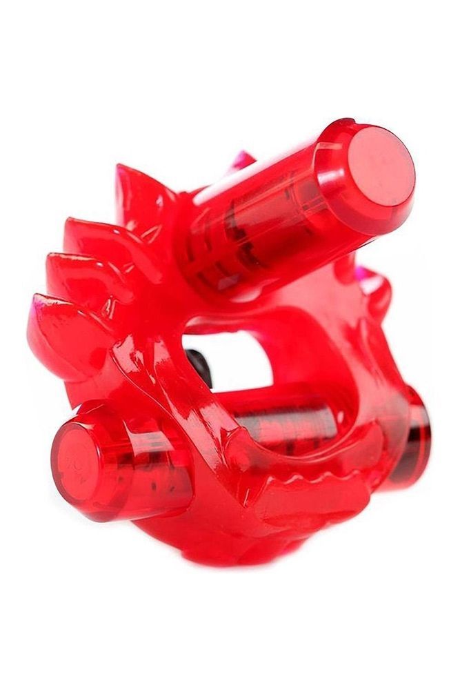 Эррекционное кольцо с двумя вибропулями Zero Tolerance Flame Thrower красное, 5 см