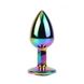 Анальна пробка із кристалом S Rainbow Gem Chisa, металева, різнокольорова, 7 х 2.7 см